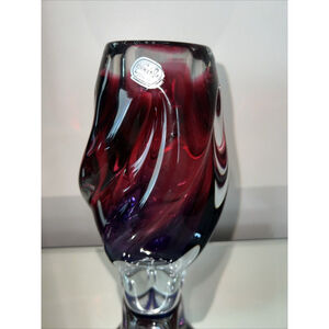 Bohemia Hand Made Glass Vase Czechoslovakia 8”